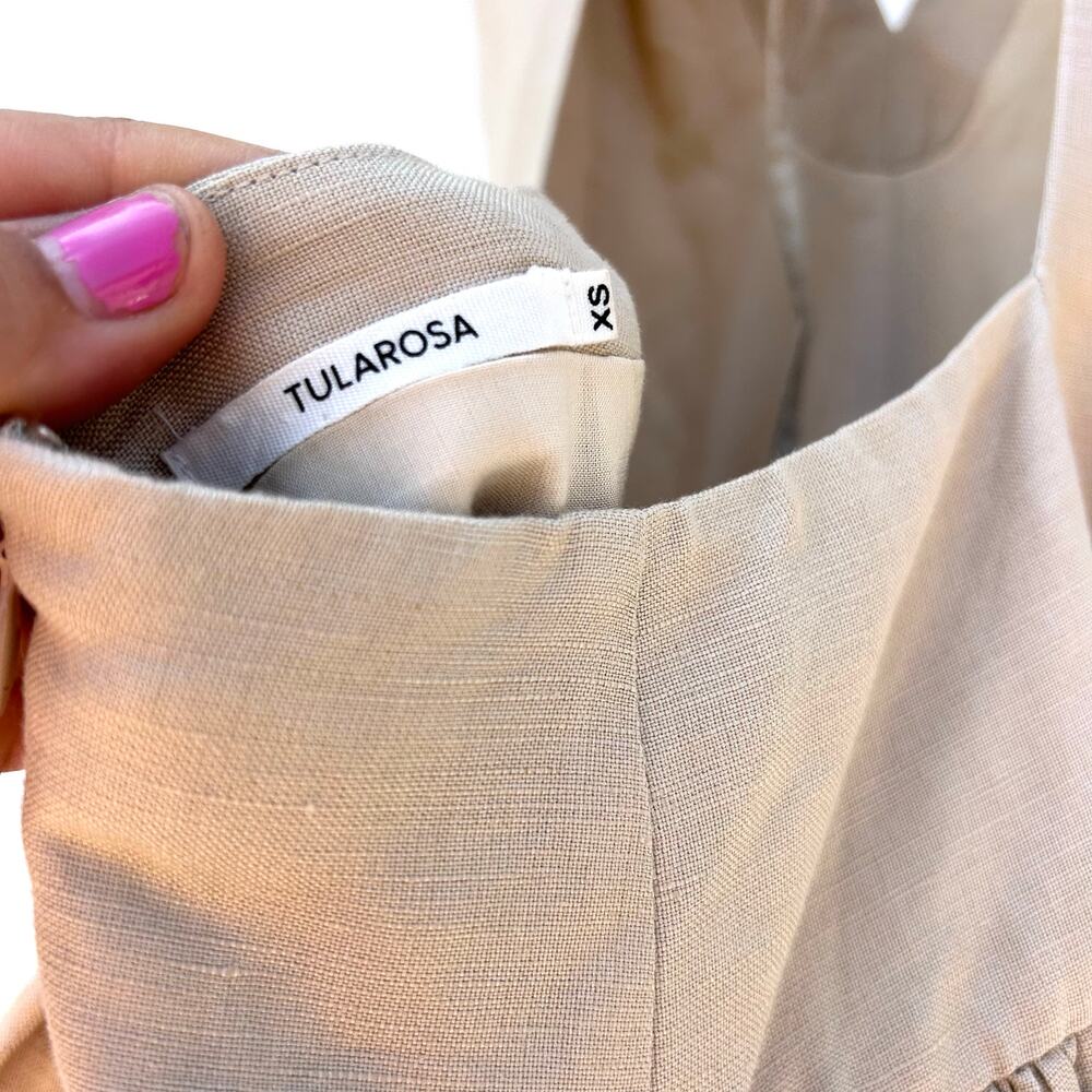 Tularosa Saylor Maxi Dress Linen Cappuccino Beige Tan XS Backless Drop Waist - Picture 6 of 13